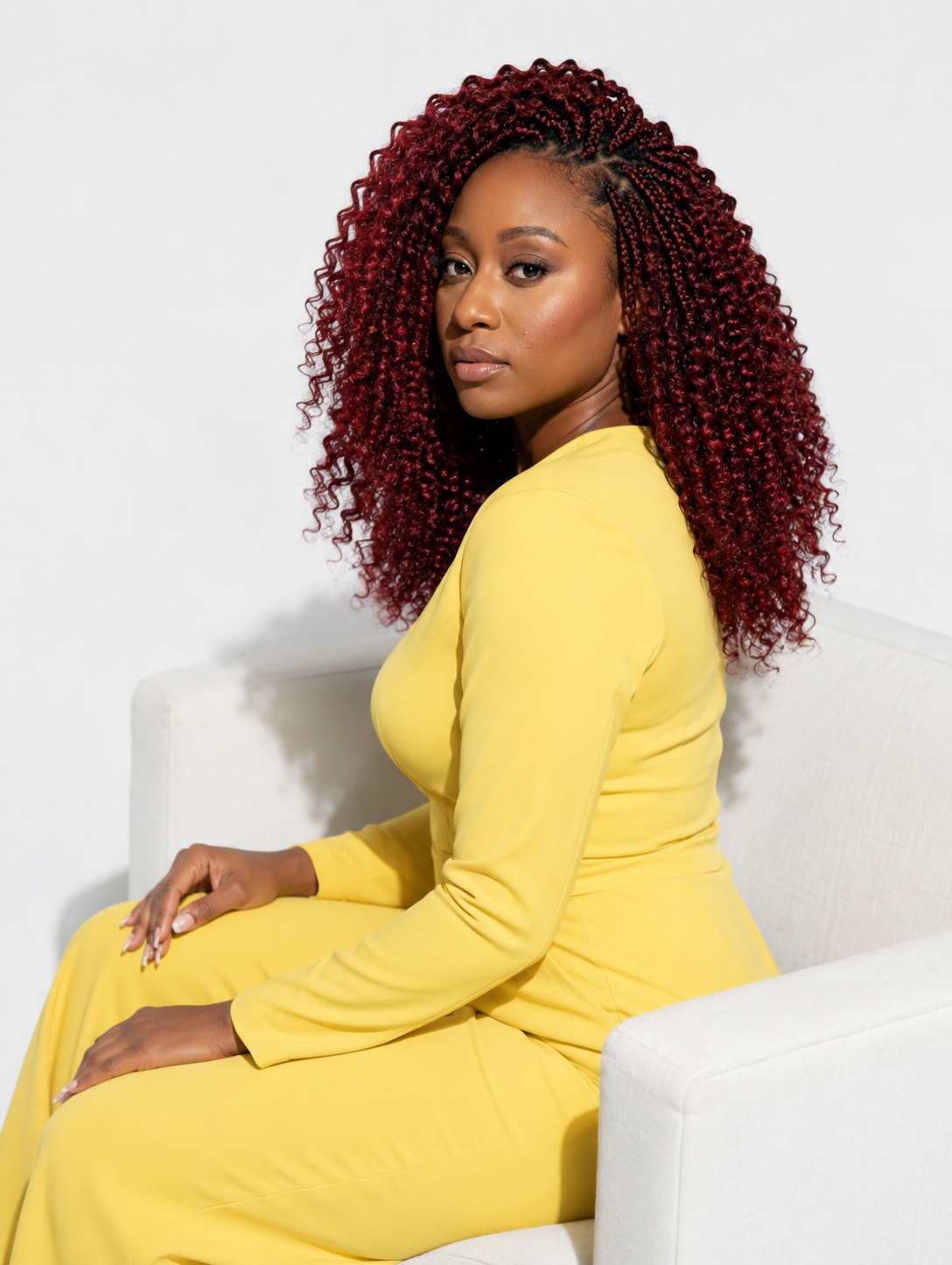 Shiloh Moyo seated in a yellow dress